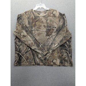 Realtree Shirt Mens 3XL Brown Green Camo Long Sleeve Pocket Hunting Tee